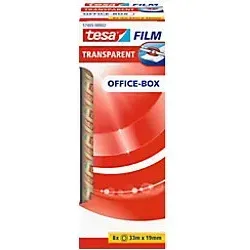 tesa OFFICE-BOX Klebefilm 19mm x 33m - 8 Rollen, stark klebend, leise abrollbar und ideal für Büro und Zuhause