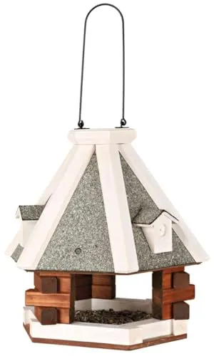 Trixie Futterhaus für Vögel - Hängend, ø 36 × 35 cm - Vogelhaus in Braun/Weiß, idealer Futterspender für Gartenvögel, einfach aufzuhängen und sorgt für eine einladende Futterstelle.