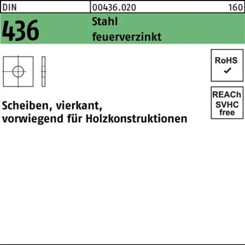 100er PACK(Stk)  000436002000110000 Unterlegscheibe DIN 436 vierkant 11 x 30 x 3