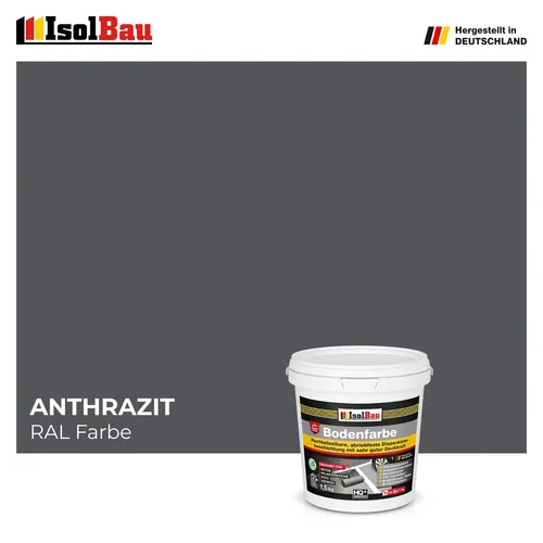 Bodenfarbe Betonfarbe Anthrazit 1,5 kg für Garage und Innenräume - Innen- & Außenfarben: Fleckenisolierende, schnelltrocknende Bodenbeschichtung in Anthrazit, ideal für Garage und Wohnräume, UV-beständig und schimmelresistent.