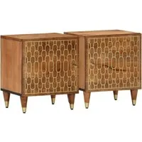 vidaXL Nachttische 2er Set aus massivem Mangoholz von vidaXL