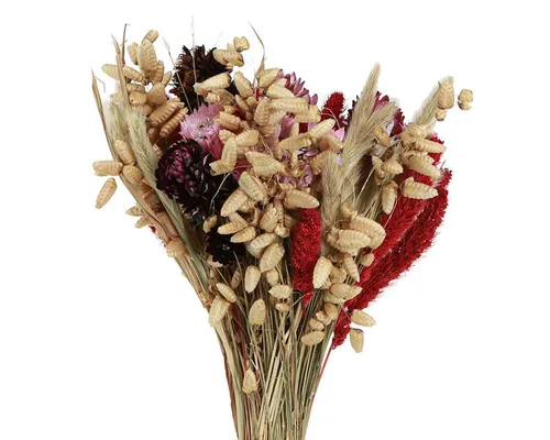 Trockenblumen Bouquet Sommerdeko Natur-Pink 45cm - Blumensträuße - Stilvolle Trockenblumen Deko für Ihr Zuhause im Landhausstil, langlebig und pflegeleicht, ganz ohne Wasser!
