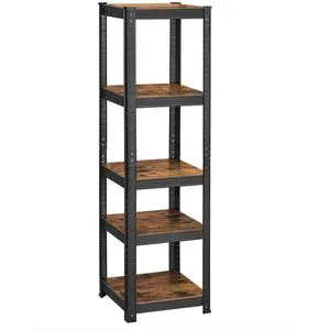 Songmics Schwerlastregal mit 5 Holzböden - Standregal mit 5 höhenverstellbaren Holzböden, Fachlast von 80 kg pro Boden, ideal für maximale Stauraumgestaltung im Industrial-Design.