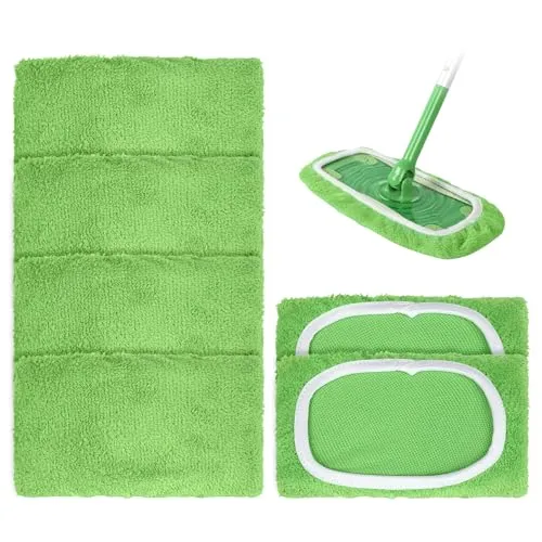 Stück Tücher Wiederverwendbare-Feuchte Bodentücher Kompatibel für Swiffer Bodenwischer, Nass- und Trockenmoppbezug für die Reinigung von Holzböden oder Anderen Oberflächen (grüner, 25.4 x 11.5cm) 6