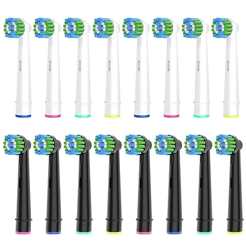 Stück Precision Aufsteckbürsten Kompatibel mit Oral B Elektrische Zahnbürsten, 8er Weiß und 8er Schwarz. Tiefe und Precision Reinigung. 16