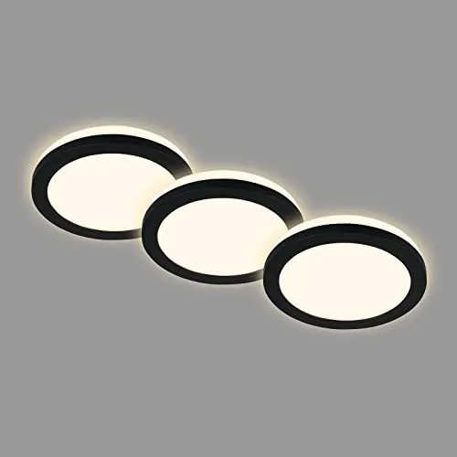 BRILONER - 3er Set Bad Einbaustrahler LED mit indirektem Licht, inkl. Aufsatzrahmen, warmweiße Lichtfarbe, LED Spot, Deckenspots, Spots, Einbauleuchten, Einbauspots, 84x36,5 mm, Schwarz