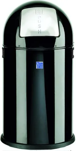 Alco Abfallsammler mit Push-Klappe - 20l, schwarz, rostfreier Edelstahl und elegantes Design für saubere Räume