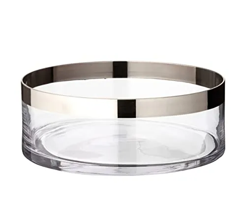 EDZARD Schale Grit – Luxuriöse Dekoschale aus Kristallglas mit Platinrand - Dekoschalen aus mundgeblasenem Kristallglas, 25 cm Durchmesser, edler Platinrand – ideal für Obst oder als stilvolle Deko, ein echter Hingucker für jeden Tisch.