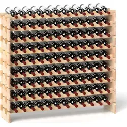 COSTWAY Modulares Weinregal für 108 Flaschen aus Kiefernholz - Stylisches, freistehendes Weinregal aus robustem Kiefernholz mit Platz für 108 Flaschen. Ideal für Weinliebhaber, leicht montierbar und individuell gestaltbar für jeden Raum.