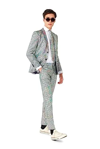 OppoSuits Discoballer Glänzender Anzug für Teenager Jungen - Anzüge & Sakkos für Jungen - Glänzender Spiegel-Patch-Anzug, perfekt für Abschlussbälle und Hochzeiten, sorgt für Aufmerksamkeit auf jeder Party!