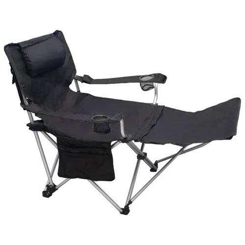 Basic Nature Travelchair Luxus Campingstuhl grau - Komfortabler Campingstuhl mit Fußlehne, ideal für Freizeit und Camping. Hergestellt aus 100% Polyester mit PVC-Beschichtung für Langlebigkeit.