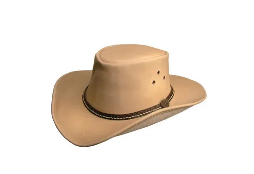 Outbacker Cowboyhut – Australischer Lederhut mit formbarer Krempe - Robuster Allwetter-Hut in Größe XXL (62-63 cm), aus 100% Leder, ideal für Outdoor-Abenteuer und stylische Auftritte.