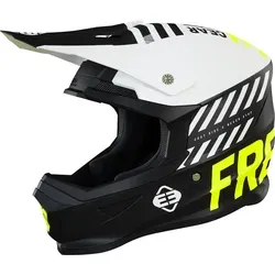 Freegun XP4 Danger Motocross Helm, schwarz-weiss-gelb, Größe 2XL - Motorradhelm mit SRS synthetisch verstärkter Schale und Shock-Absorber Kinnbügeleinsatz für optimale Sicherheit und Komfort beim Fahren.