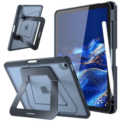Fintie Stoßfester Hülle für iPad Air 11 Zoll (M3 2025/M2 2024), iPad Air 5./4. Gen 10,9 Zoll – [Integrierter Stifthalter] Schlanke mattierte Hartschale Schutzhülle mit Mehrwinkel-Ständer, Schwarz