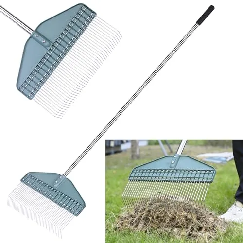 YEELOR Robuster Laubbesen, 165 cm Verstellbarer Griff, 43,2 cm Kopf | Ideal zum Sammeln von Blättern, Rasenfilz, Kiefernnadeln und Schmutz, Für Höfe und Rasenflächen