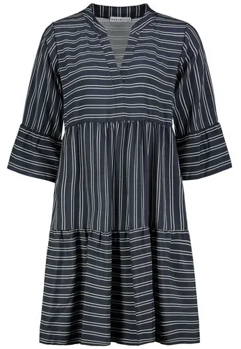 DENIMFY Sommerkleid Damen Kleid DFFrida A-Linie 3/4 Arm Freizeitkleid mit V-Ausschnitt aus 100% Viskose