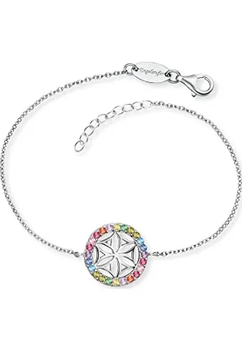 Engelsrufer Damen-Armband aus 925 Silber mit Lebensblume und bunten Zirkonia, ERB-LILLIFL-ZIM