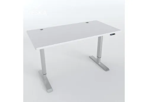 VESKA Höhenverstellbarer Schreibtisch 140 x 70 cm - Elektrisches Sitz- & Stehpult mit Touchscreen - Schreibtisch mit stufenloser Höhenverstellung (71-120 cm), geräuscharmem Elektromotor und LCD-Display. Massive Standbeine sorgen für sicheren Stand ohne Wackeln.