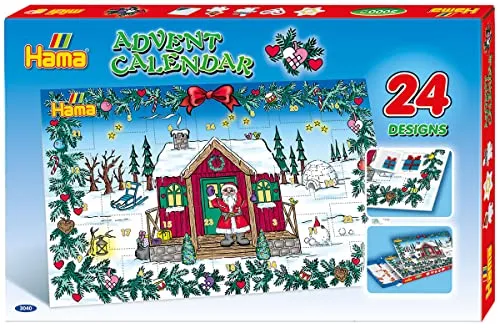 Hama Perlen 3040 Geschenk-Set Adventskalender - Spielzeug-Adventskalender mit ca. 5.000 bunten Midi-Perlen, 24 Vorlagen und 5 Stiftplatten für kreativen Bastelspaß, ideal zur Förderung von Kreativität und Feinmotorik bei Kindern ab 5 Jahren.