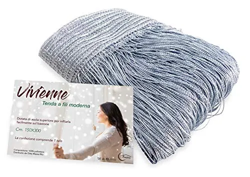 Vivienne Fadenvorhang für Tür, 150 x 300 cm, einfarbig, Grau