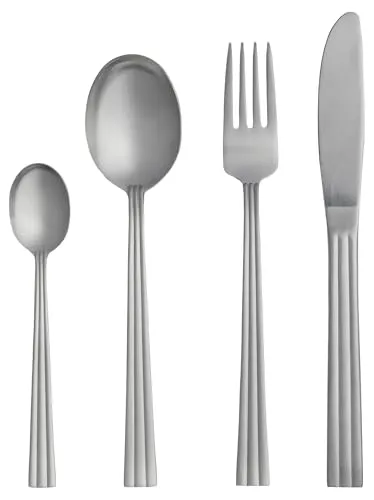 Gense Thebe Besteck Set 6 Personen, 24 Teiliges Besteckset, Essbesteck Set aus Mattem Edelstahl, Spülmaschinenfest, Skandinavisches Design
