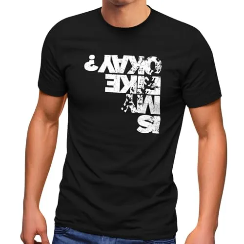 Produktbild MoonWorks® Herren T-Shirt Fahrrad Sprüche is My Bike Okay ? ironisch lustig MTB Radfahrer Fun-Shirt Spruch lustig Schwarz XL