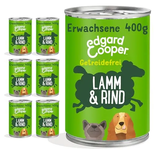 Edgard & Cooper Nassfutter für Hunde (Lamm & Rind, 400g x 6), Getreidefrei, natürliche Zutaten und frisches Fleisch, voller essentieller Aminosäuren