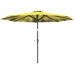 Sonnenschirm Ø300 cm mit Handkurbel - Sonnenschirm in Gelb, ideal für Balkone oder Gärten, bietet UV-Schutz und einfache Handhabung durch die Handkurbel.