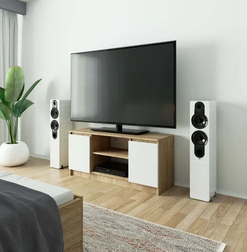 Raumhirsch Lowboard, Weiß, 120 cm, Funktionales TV-Möbel - Modernes Lowboard für Ihr Wohnzimmer mit optimaler Geräteintegration und durchdachtem Stauraum. Ideal für kompakte Räume, bietet Platz für TV-Geräte und Zubehör. Hochwertige Verarbeitung für langlebige Nutzung.