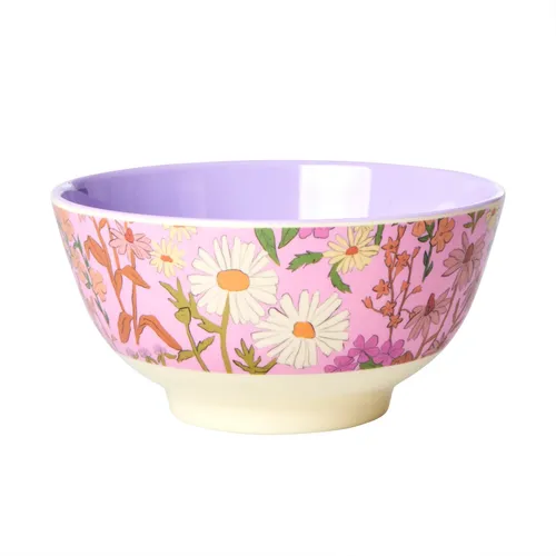 RICE: Two Tone Schüssel aus Melamin 15 cm, Daisy Dearest Print, Blumen