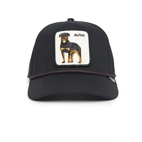 Goorin Bros. Trucker Cap Alpha Dog 100 Black - Stylische Trucker Cap von Goorin Bros mit einzigartigem Tiergrafik-Patch, ideal für Tierliebhaber. Einheitsgröße mit verstellbarem Snapback-Verschluss, langlebig und modisch.