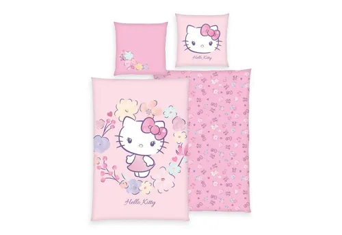 Herding Young Collection Babybettwäsche Hello Kitty BIO-Flanell-Bettwäsche GOTS 40x60 Hoteleinschl. /100x135, 2 teilig, baby bettwäsche set 100x135 kinder bettwäsche 100x135
