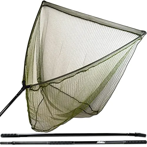 Magic Baits Karpfenkescher mit 2-teiligem Kescherstab - Angelnetz für Karpfenangeln, vielseitig einsetzbar vom Land oder Boot, mit extra großem Netz (105cm x 90cm) für große Fänge und robustem, langlebigem Kescherkopf.