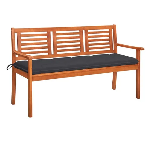 furnicato 3-Sitzer-Gartenbank aus Eukalyptusholz, Anthrazit, 150x89x60 cm - Robuste Gartenbank aus massivem Eukalyptusholz mit ergonomischem Design für optimalen Sitzkomfort. Inklusive bequemer Auflage für entspannte Stunden im Freien. Ideal für Garten, Terrasse oder Veranda.