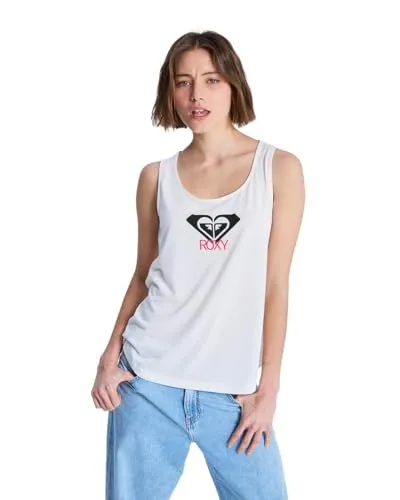 Roxy Surfclassic Damen-T-Shirt, kurzärmelig, Weiß - Stylisches kurzärmeliges T-Shirt aus leichtem Polyester-Viskose-Material. Perfekt für entspannte Tage am Strand oder in der Stadt. Mit attraktivem Siebdruck auf der Vorderseite.