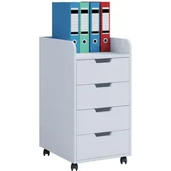 Mid.you Rollcontainer Weiß - 4 Schubladen - Büroschränke mit 4 Schubladen, ideal für Ordnung am Arbeitsplatz. Robuste melaminharzbeschichtete Oberfläche und praktische Rollen sorgen für Mobilität und Stauraum.