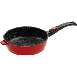 Ø24cm KING® Aluguss-Bratpfanne ca. 6.5cm hoch mit abnehmbarem Griff und langlebiger Antihaft-Keramikbeschichtung Innen / Farbe: Rot - Rot