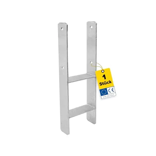 GRUNDLINE - H Anker Pfostenträger - H Anker - Pfostenanker - PSH, 141x600 mm - Feuerverzinkung - für Zäune, Pfostenträger zum einbetonieren - Stützenfuß - Balkenschuh - Pfostenhalter
