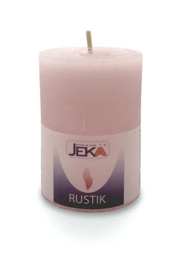 Stumpenkerze 70x100mm Rustik zartrosa, lange Brenndauer, dekorative Optik