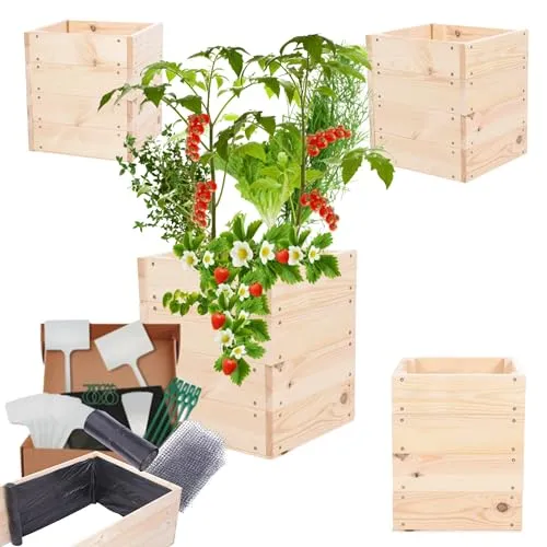 Modo24 Hochbeet aus Massivholz – Höhenverstellbares Kräuter- und Blumenbeet