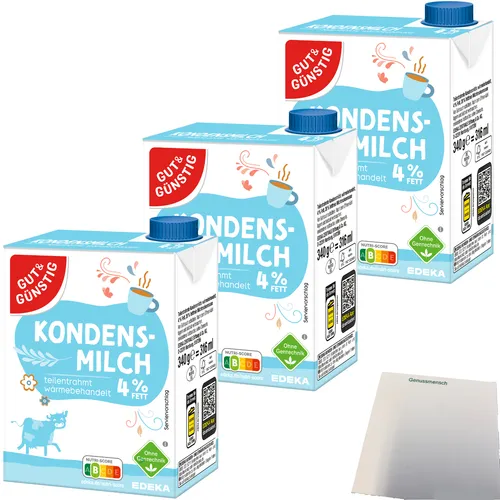 Gut&Günstig Kondensmilch 4% mit Schraubverschluss 3x340g Packung usy Block