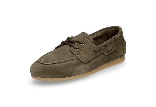 Tamaris Damen Moccassin flach Leder, grün, 42 EU - Elegante Mokassins aus hochwertigem Leder in stilvollem Grün. Mit einer Absatzhöhe von 1,5 cm bieten sie optimalen Komfort und sind vielseitig kombinierbar – ideal für jeden Anlass!