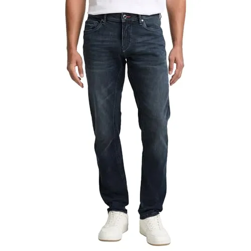 Tom Tailor Herren Jeans TTCURT TAPERED - Blau Schwarz, W 40 L 34 - Jeans in Tapered Fit mit normaler Leibhöhe, ideal für jeden Figurtyp. Bequem und stilvoll, perfekt für die Freizeit.