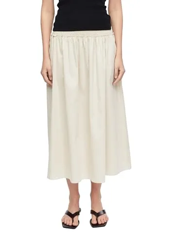 Comma Damen Rock – Gesmockt, Baumwolle, Midi-Länge - Modischer gesmockter Damen Rock aus hochwertiger Baumwolle. Die MIDI-LÄNGE sorgt für eine elegante Silhouette. Vielseitig kombinierbar für jeden Anlass und ideal für den Alltag. Bequeme Passform durch gesmockte Details.