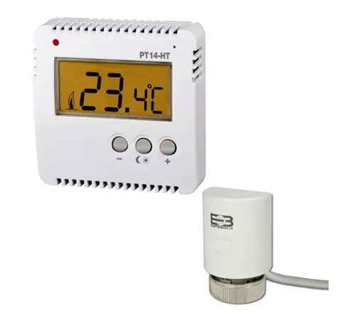 ELEKTROBOCK PT14-HT-SEH Raumthermostat + Stellantrieb NC Set - Thermostate für Wasser-Fußbodenheizung mit einfachem Tastendruck für Temperaturregelung, großem LCD-Display und anti-kalk System für langlebige Nutzung.