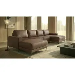 Ecksofa VALTOR 320x185 cm mit Schlaffunktion, Bonellfederkern und Bettkasten, Farbe: Braun - Braun