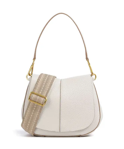 Gianni Chiarini Helena Round Schultertasche - Damen in Elfenbein - Elegante Schultertasche aus genarbtem Rindsleder, ideal für den täglichen Gebrauch. Stilvolles Design und hohe Qualität machen sie zum perfekten Accessoire.