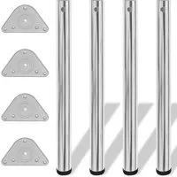 Höhenverstellbares Tischbein Chrom 710 mm - 4er Set - Zubehör für Möbel: 4 robuste, höhenverstellbare Tischbeine aus Chrom, ideal zur Anpassung an unebene Böden. Einfache Montage und vielseitig einsetzbar für Tische und Arbeitsflächen.