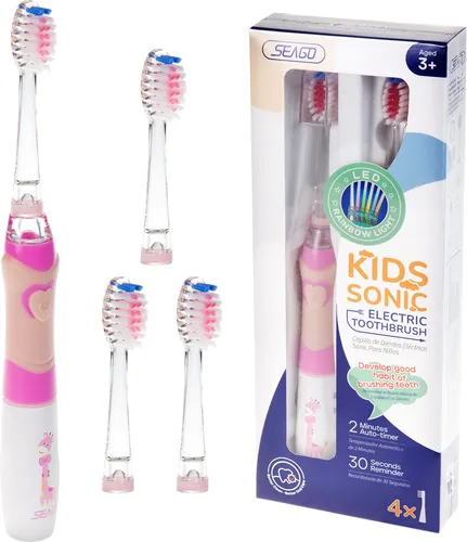 Seago Schallzahnbürste SG-977, Aufsteckbürsten: 3 St., Schallzahnbürste für Kinder rosa