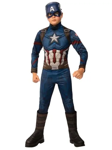 Rubie’s 700668 L Avengers Captain America Kostüm - Mehrfarbig, offiziell lizenziertes Marvel-Endgame-Produkt mit gepolstertem Overall und Halbmaske